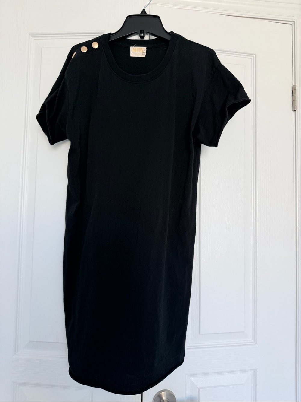 Nation LTD Black Mini Dress with Gold Buttons